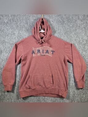 Ariat REAL Women's Hoodie S Heather Burgundy USA Flag Graphic Fleece Sweatshirt
